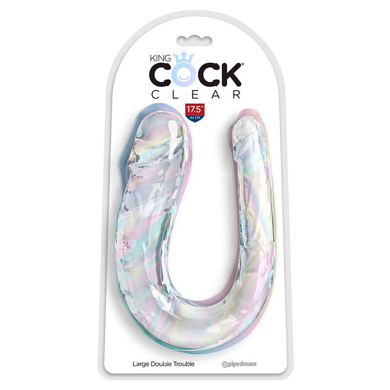 KING COCK - DOUBLE TROUBLE DOPPIO TROUBLE 44 CM TRASPARENTE