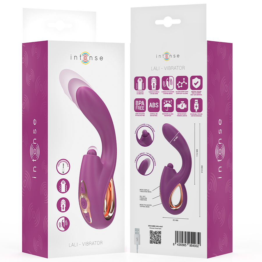 INTENSE - LALI VIBRATORE MULTIFUNZIONE PUNTO G TAPPING & THRUST & VIBRATION VIOLA