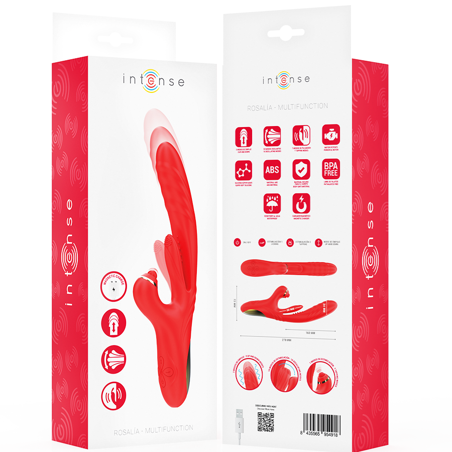 INTENSE - VIBRATORE MULTIFUNZIONE ROSALIA 3 IN 1 ROSSO