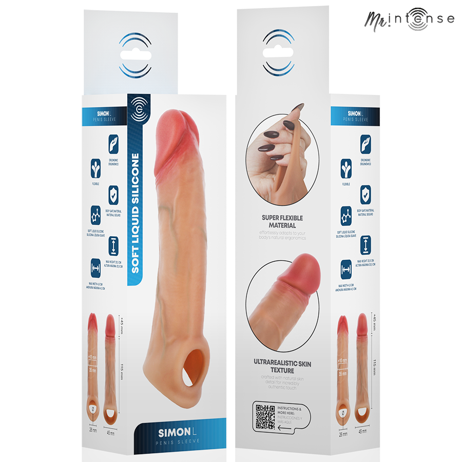 MR INTENSE - SIMON L COPRI PENE IN SILICONE 16 CM -Ø- 4,5 CM