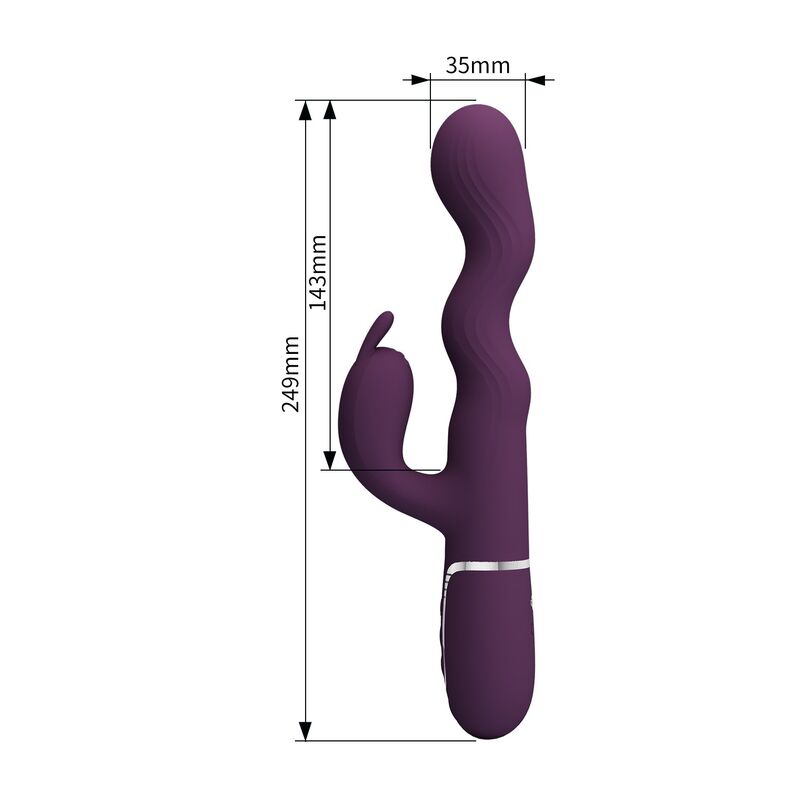 PRETTY LOVE - VIBRATORE A FORMA DI CONIGLIO LOURSEN CON MOVIMENTO DI SPINTA E 7 VIBRAZIONI, RICARICABILE TRAMITE USB, VIOLA