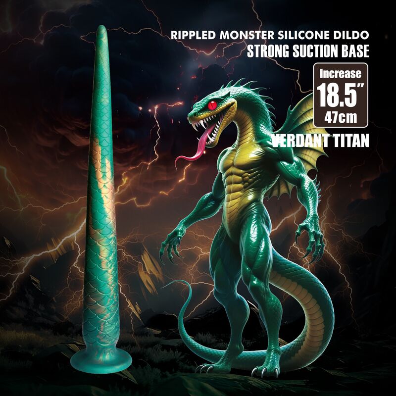 POWER MONSTERS - WILDWYRM TAIL BICOLORE FANTASY DILDO IN SILICONE 47 CM Ø 4 CM
