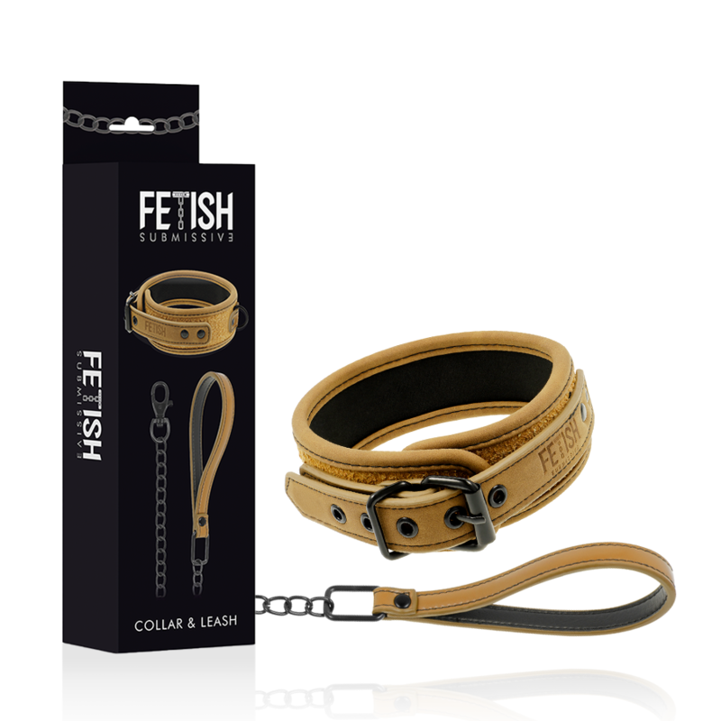 FETISH SUBMISSIVE ORIGIN - COLLANA A CATENA RIVESTITA IN NEOPRENE