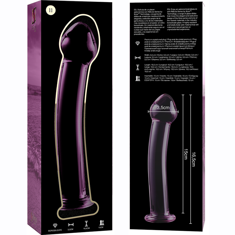 NEBULA SERIES BY IBIZA - MODELLO 11 DILDO IN VETRO BOROSILICATO ROSA 16 CM -O- 3 CM