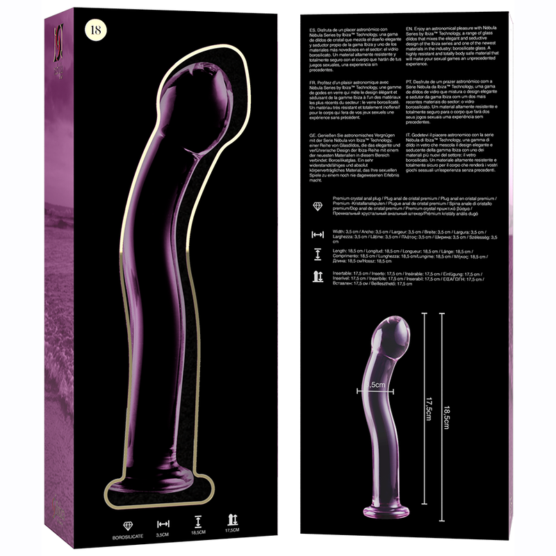 NEBULA SERIES BY IBIZA - MODELLO 18 DILDO IN VETRO BOROSILICATO ROSA 18.5 CM -O- 3.5 CM