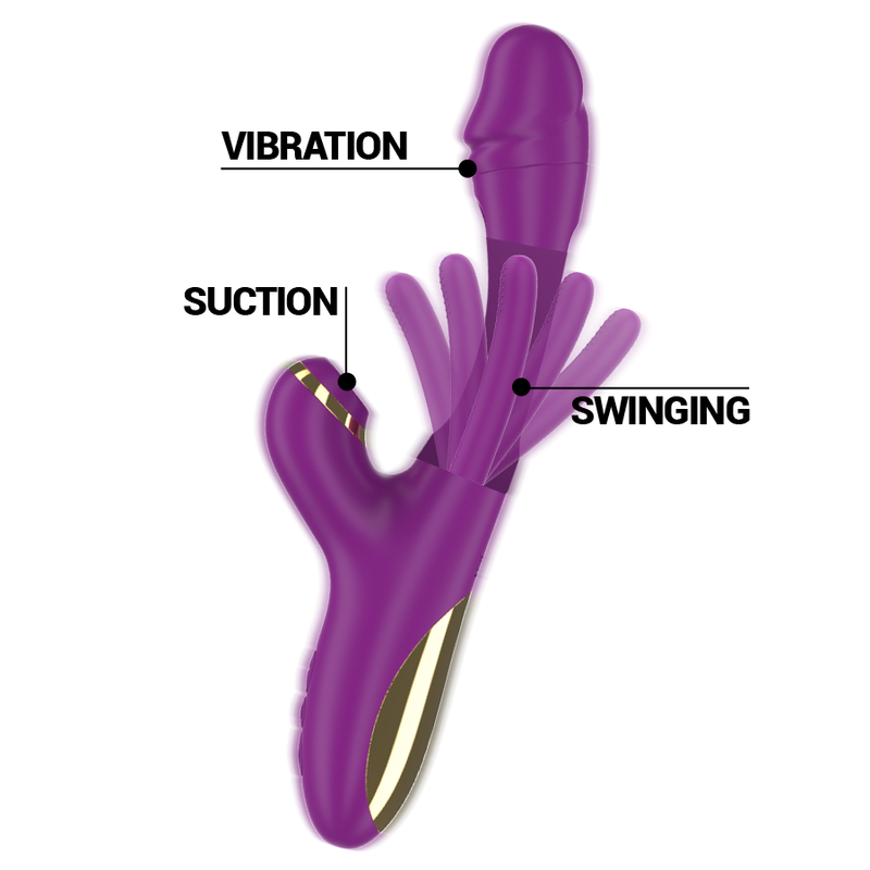 INTENSE - ATENEO VIBRATORE MULTIFUNZIONE RICARICABILE 7 VIBRAZIONI CON LINGUA OSCILLANTE E ASPIRAZIONE VIOLA