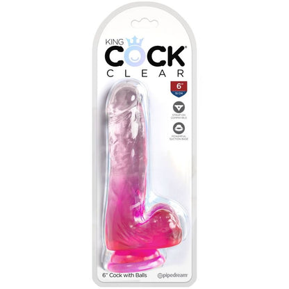 KING COCK - CLEAR PENE REALISTICO CON SFERE 13.5 CM ROSA