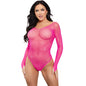 LEG AVENUE - BODY MANICA LUNGA CRISTALLIZZATO FUCSIA