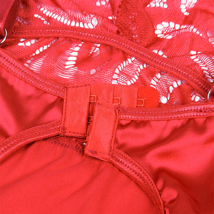 SUBBLIME - BABYDOLL IN RASO CON PIZZO ROSSO L/XL