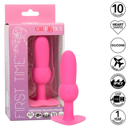 CALEXOTICS - FIRST TIME PLUG ANALE SONDA PERLINE 10 VIBRAZIONI ROSA