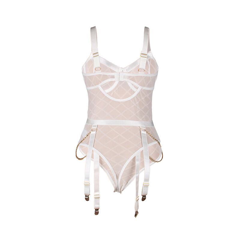 SUBBLIME - 954291 BODY CON CATENE + CINTURA GIACCHE BIANCO L/XL
