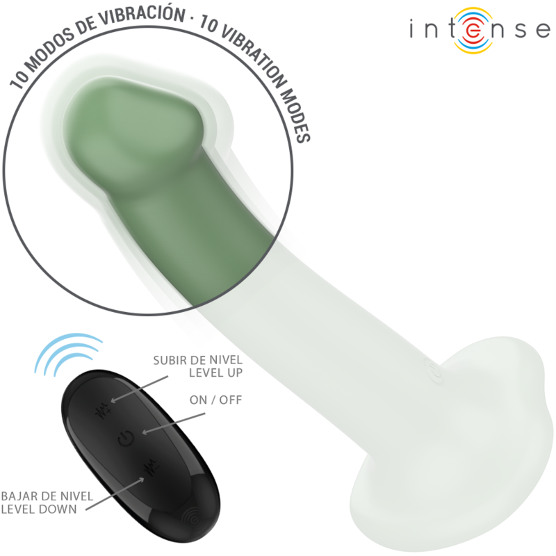 INTENSE - VIBRATORE BECCA CON VENTOSA 10 VIBRAZIONI TELECOMANDO VERDE