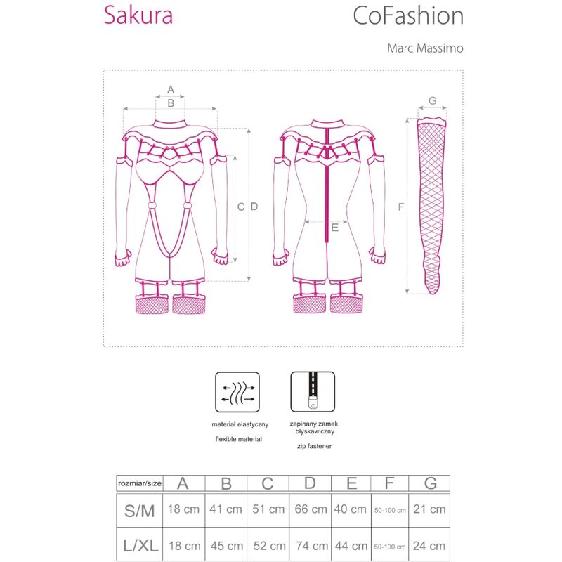 LIVCO CORSETTI FASHION - SAKURA CF 90357 TUTA + GUANTI LUNGHI + CINTURA REGGICALZE NERA L/XL