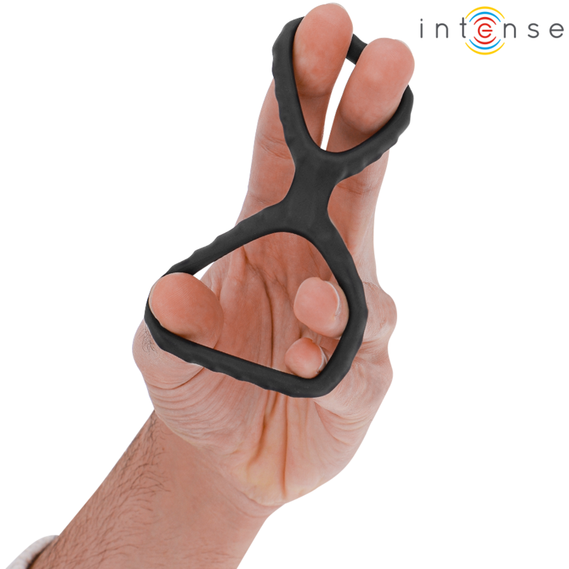 INTENSE - DEWEY DOPPIO ANELLO PER PENE IN SILICONE MODELLO NERO 2