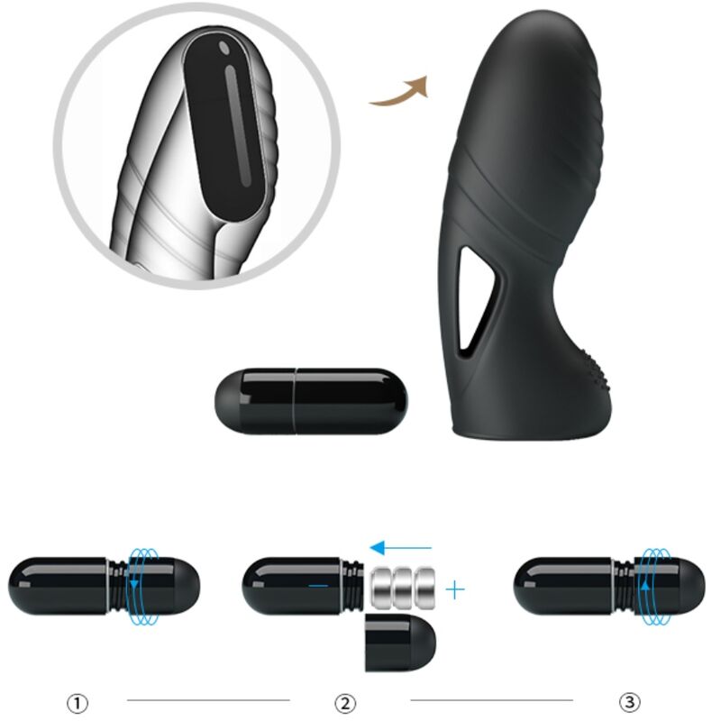 PRETTY LOVE - VIBRATORE DA DITO IN SILICONE ALAN NERO