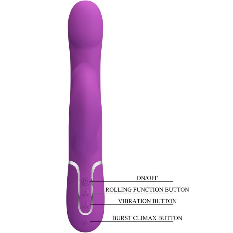 PRETTY LOVE - VIBRATORE E STIMOLATORE MULTIFUNZIONE 4 IN 1 VIOLA