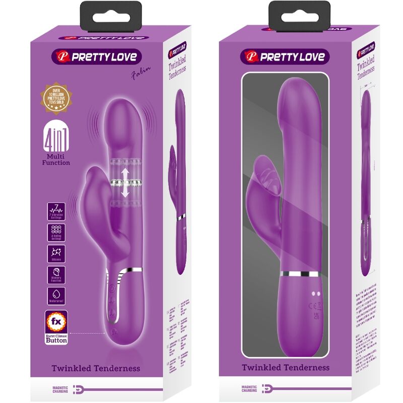 PRETTY LOVE - VIBRATORE E STIMOLATORE MULTIFUNZIONE 4 IN 1 VIOLA
