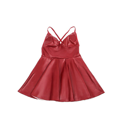 SUBBLIME - 955397 ABITO CON SPALLINE IN PELLE BORDEAUX S/M