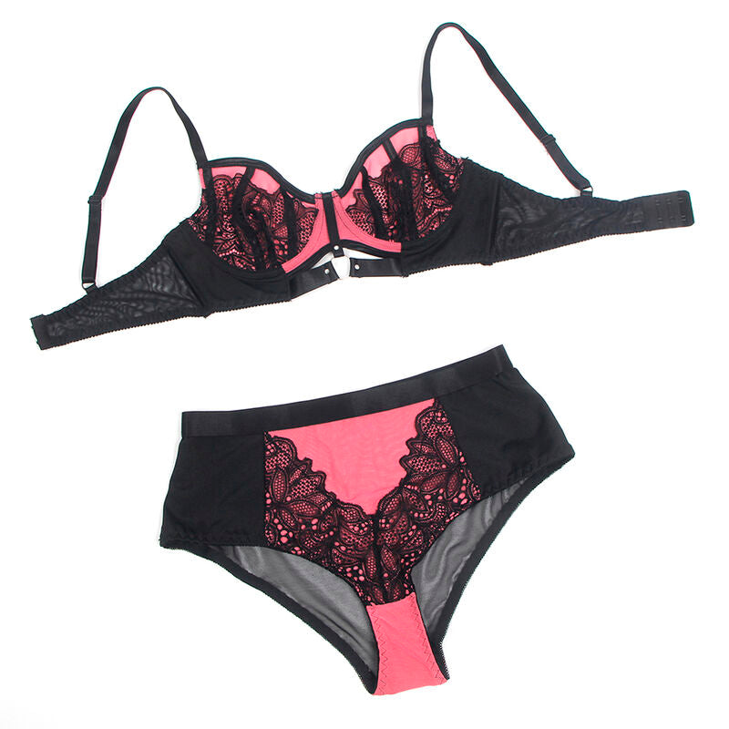 SUBBLIME - 955588 SET REGGISENO IN VERNICE ROSA CON CERNIERA IN RETE L/XL