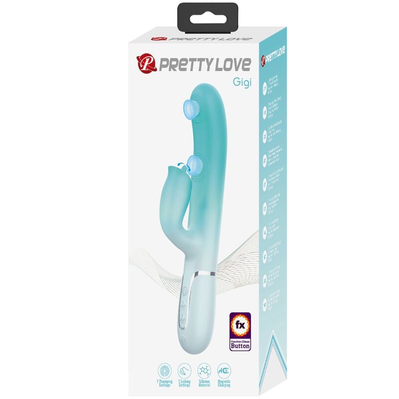 PRETTY LOVE - VIBRATORE MULTIFUNZIONE CONIGLIO GIGI VERDE ACQUA
