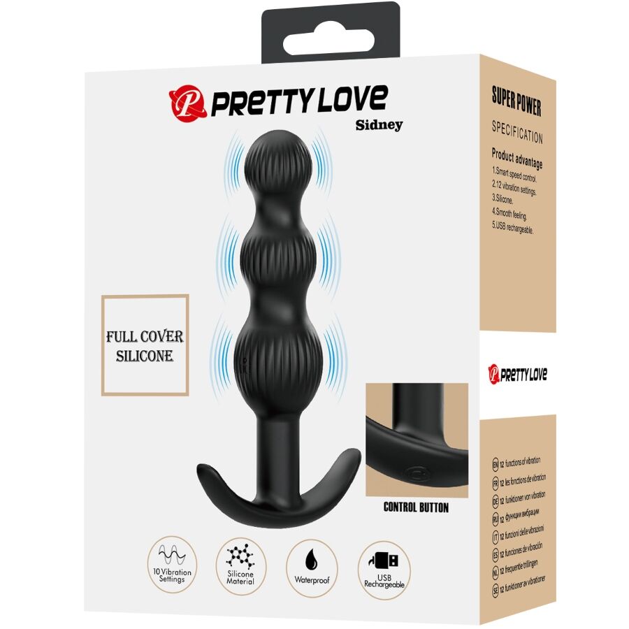 PRETTY LOVE - SIDNEY VIBRATORE ANALE 10 VIBRAZIONI NERO