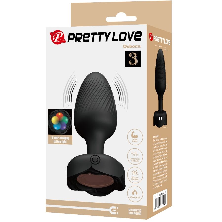 PRETTY LOVE - OSBORN PLUG ANALE CON LUCE LED NERO 9,8 CM