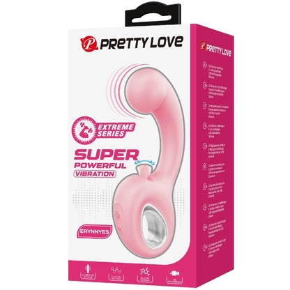 PRETTY LOVE - ERYNNYES VIBRATORE PUNTO G + STIMOLATORE CLITORIDEO 10 VIBRAZIONI ROSA
