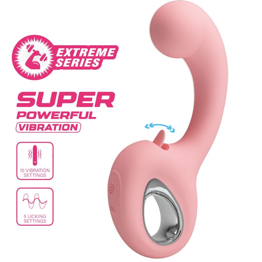 PRETTY LOVE - ERYNNYES VIBRATORE PUNTO G + STIMOLATORE CLITORIDEO 10 VIBRAZIONI ROSA
