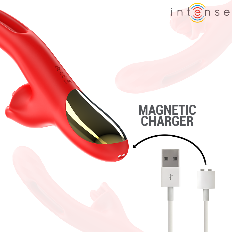 INTENSE - JESSICA VIBRATORE MULTIFUNZIONE STIMOLAZIONE CLITORIDE 24,8 CM ROSSO
