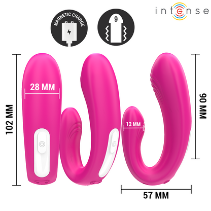 INTENSE - JANET DUAL STIMOLATORE E VIBRATORE A FORMA DI U CON TELECOMANDO ROSA