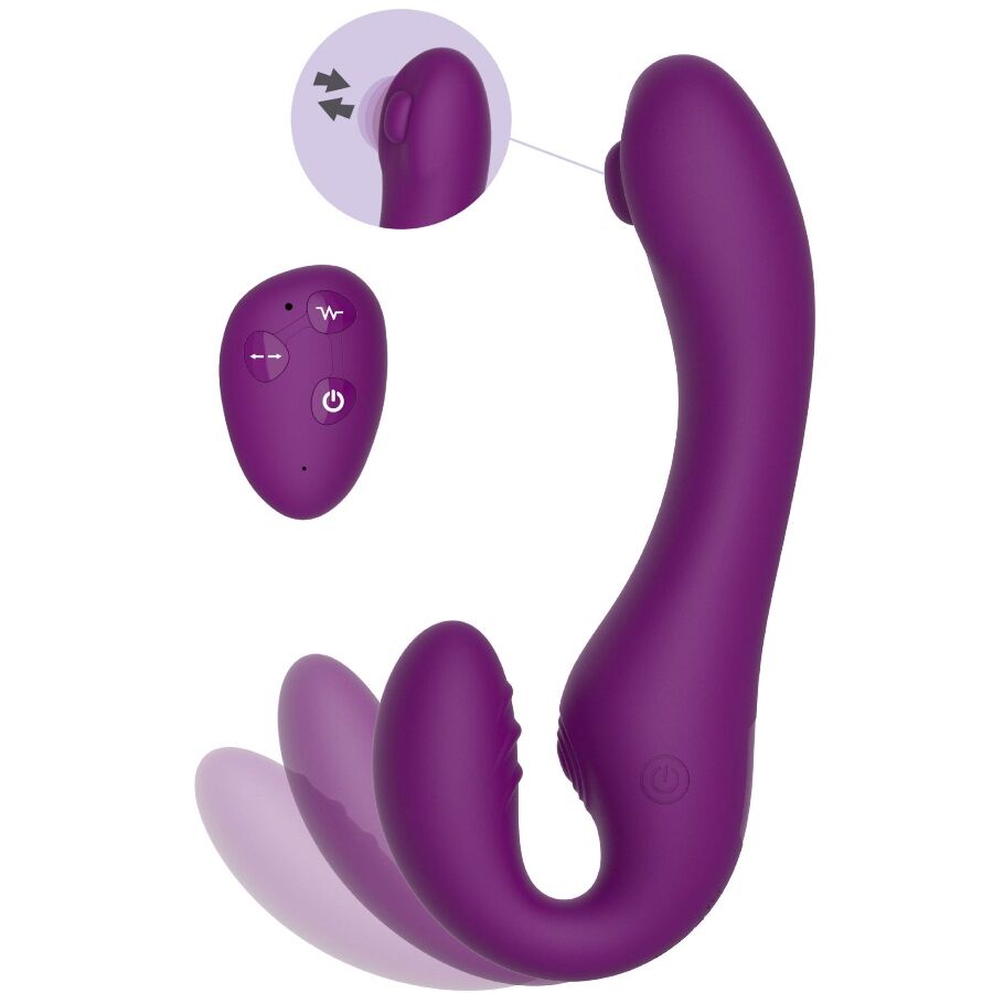XOCOON - VIBRATORE 2 IN 1 STRAPLESS STRAP-ON CON TELECOMANDO VIOLA