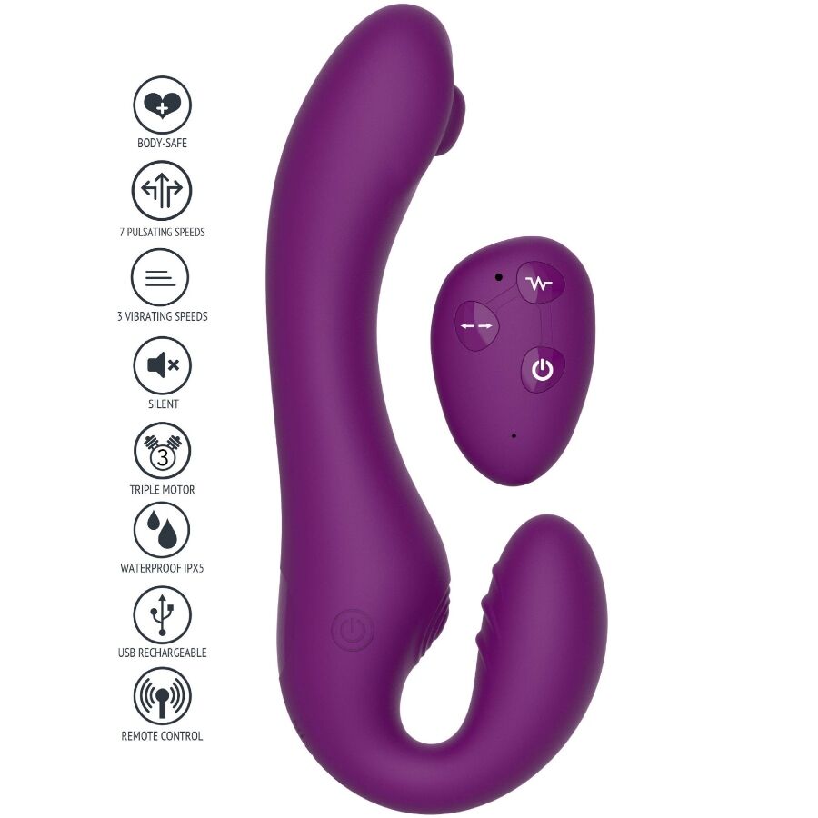 XOCOON - VIBRATORE 2 IN 1 STRAPLESS STRAP-ON CON TELECOMANDO VIOLA