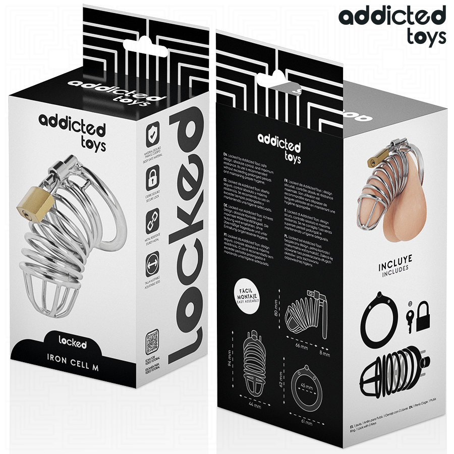 ADDICTED TOYS LOCKED - GABBIA PER PENE IN METALLO CON CELLULE DI FERRO TAGLIA M