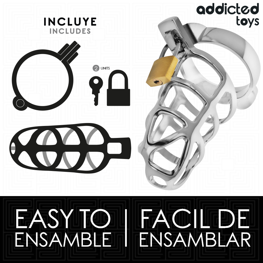 ADDICTED TOYS LOCKED - GABBIA PER PENE IN METALLO CON BLOCCAGGIO ARGENTO TAGLIA S