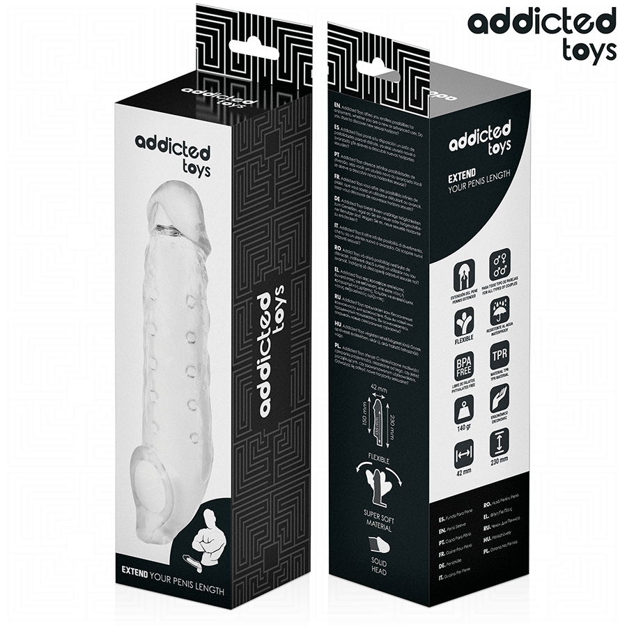ADDICTED TOYS - GUAINA PER PENE TRASPARENTE TAGLIA M 27 CM