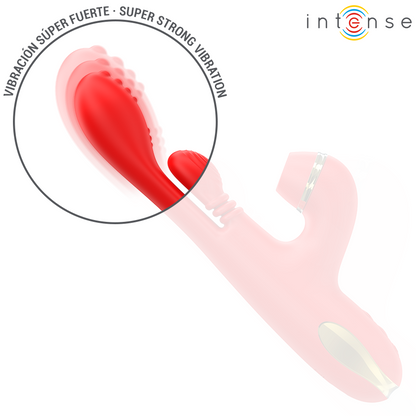 INTENSE - KATY STIMOLATORE CLITORIDEO MULTIFUNZIONE 4 TESTINE INTERCAMBIABILI ROSSO