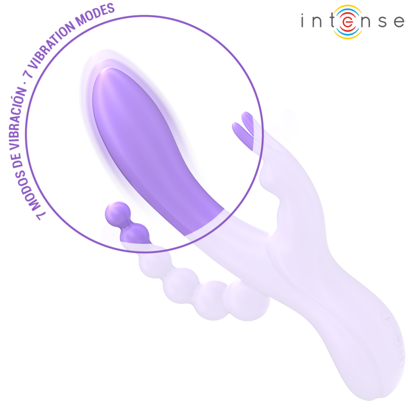 INTENSE - MIKO TRIPLO VIBRATORE CONIGLIO & STIMOLATORE & ANALE 7 VIBRAZIONI VIOLA