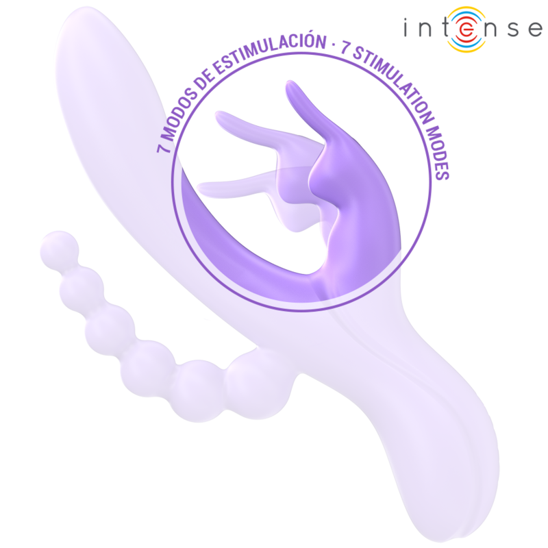 INTENSE - MIKO TRIPLO VIBRATORE CONIGLIO & STIMOLATORE & ANALE 7 VIBRAZIONI VIOLA