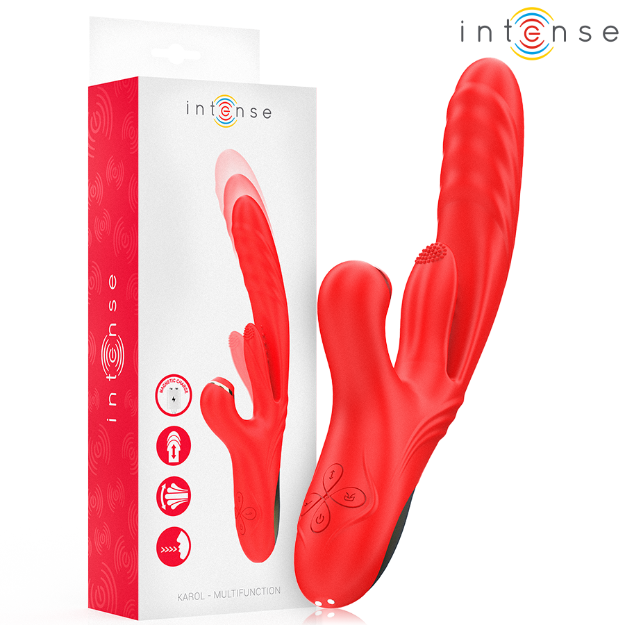 INTENSE - KAROL VIBRATORE MULTIFUNZIONE SPINTA E STIMOLAZIONE E ONDE STIMOLANTI ROSSO