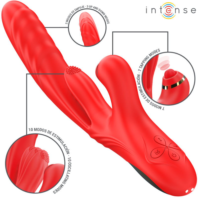 INTENSE - VIBRATORE MULTIFUNZIONE ROSALIA 3 IN 1 ROSSO