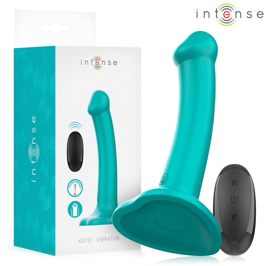 INTENSE - KATIE VIBRATORE CON VENTOSA 10 VIBRAZIONI TELECOMANDO BLU