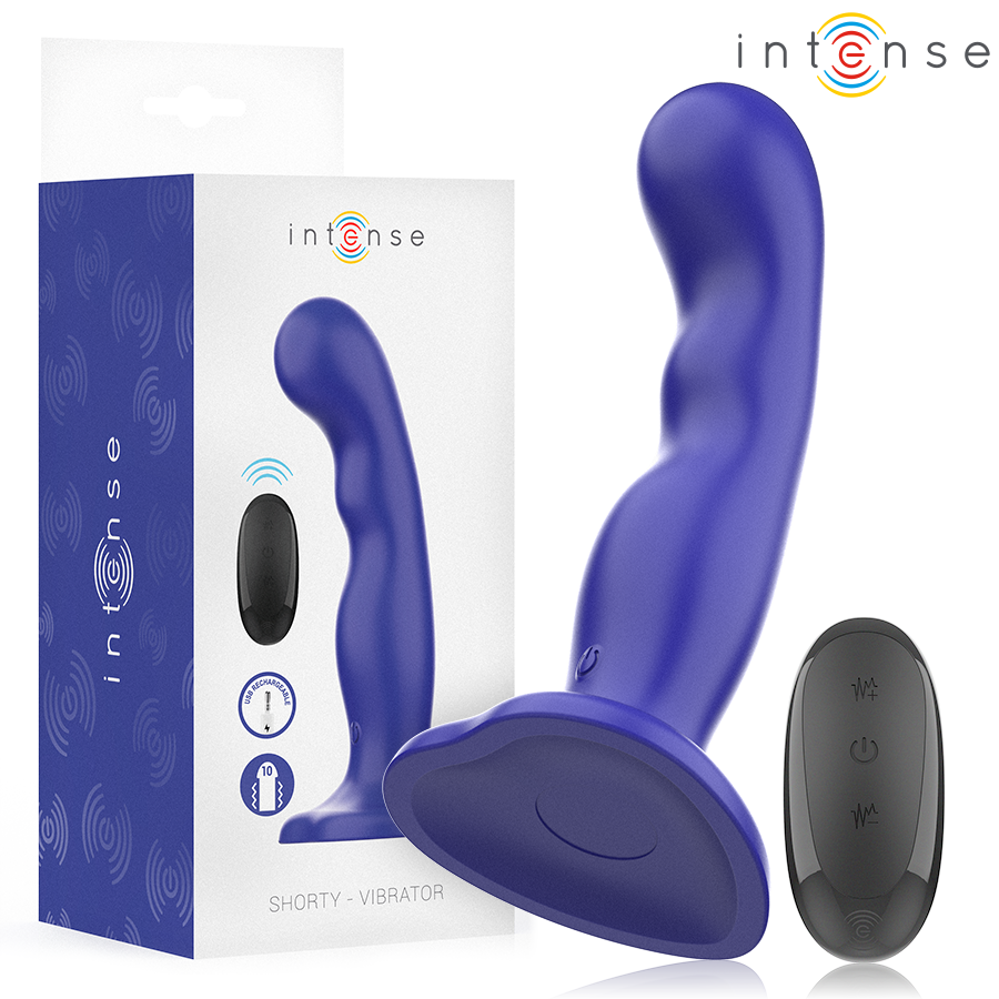 INTENSE - VIBRATORE SHORTY CON VENTOSA TELECOMANDO BLU