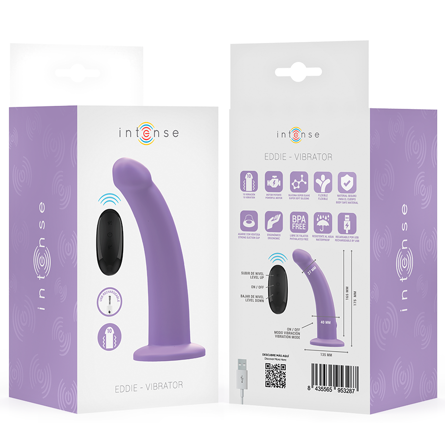 INTENSE - VIBRATORE EDDIE 17,5 CM 10 VIBRAZIONI VIOLA TELECOMANDO