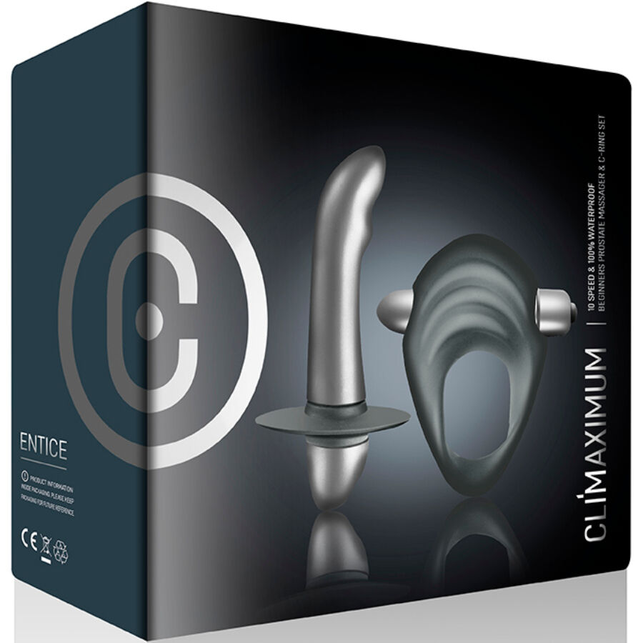 CLIMAXIMUM - ENTICE KIT ANELLO PER IL PENE + VIBRATORE PER LA PROSTATA PER PRINCIPIANTI