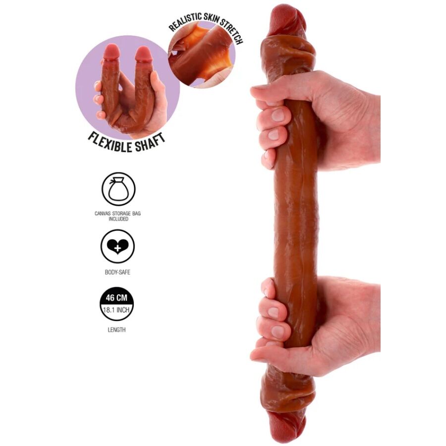 GET REAL - DILDO IN SILICONE A DOPPIA ESTREMITÀ CARAMELLO 46 CM