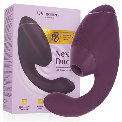 WOMANIZER - DUO NEXT STIMOLATORE DOPPIO CLITORIDEO E PUNTO G VIOLA SCURO