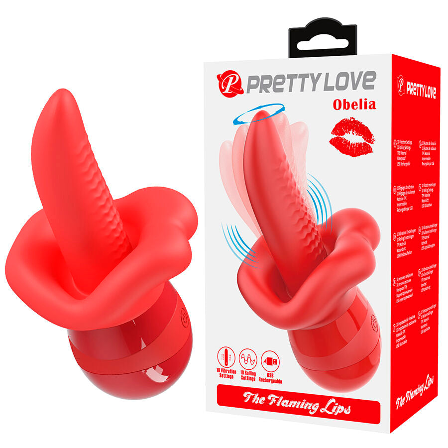PRETTY LOVE - OBELIA MASTURBATORE VIBRATORE CON LINGUA E MOVIMENTO ORBITALE