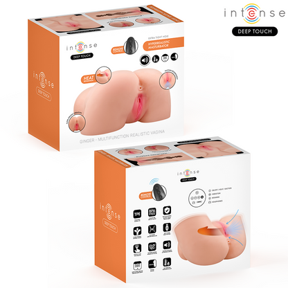 INTENSE DEEP TOUCH - MASTURBATORE VAGINALE GINGER CON EFFETTI DI ASPIRAZIONE, CALORE, VIBRAZIONE E VOCALE CON TELECOMANDO 5,3
