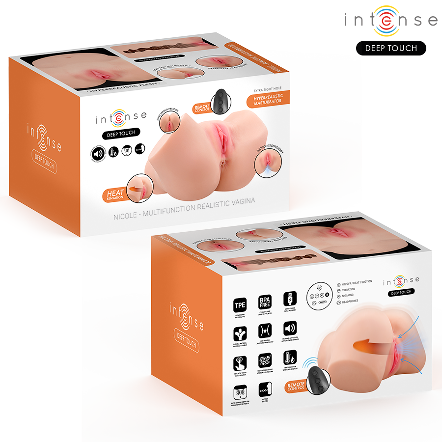 INTENSE DEEP TOUCH - NICOLE MASTURBATORE VAGINALE CON EFFETTI DI ASPIRAZIONE, CALORE, VIBRAZIONE E VOCALE CON TELECOMANDO 5,3