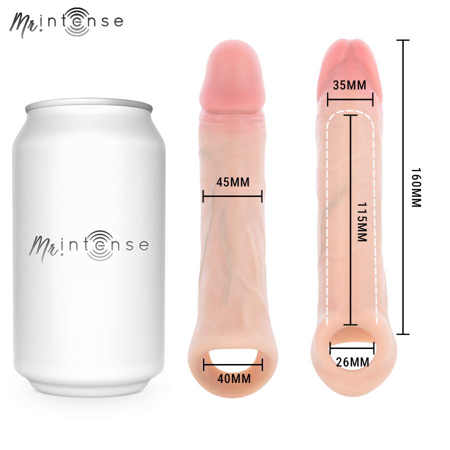 MR INTENSE - SIMON L COPRI PENE IN SILICONE 16 CM -Ø- 4,5 CM